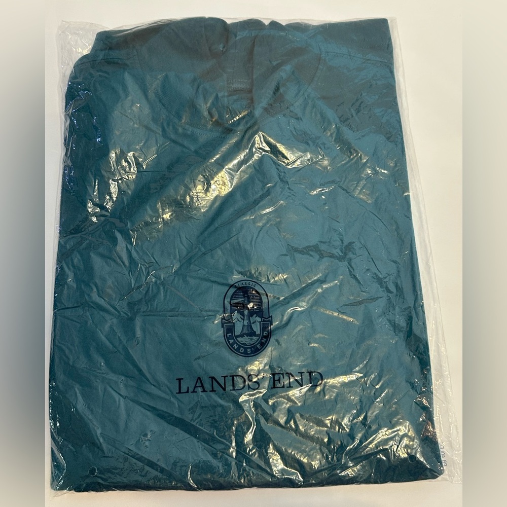 Lands’ End Men's Super-T Mock Turtleneck- M- Deep Teal